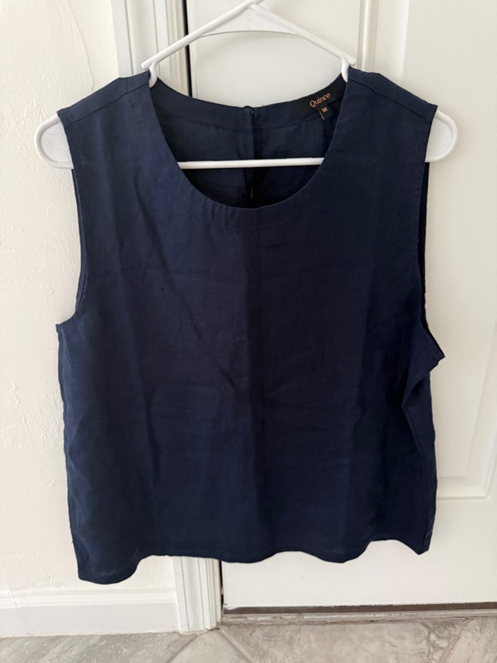 Quince Navy 100% Linen Sleeveless Tank!